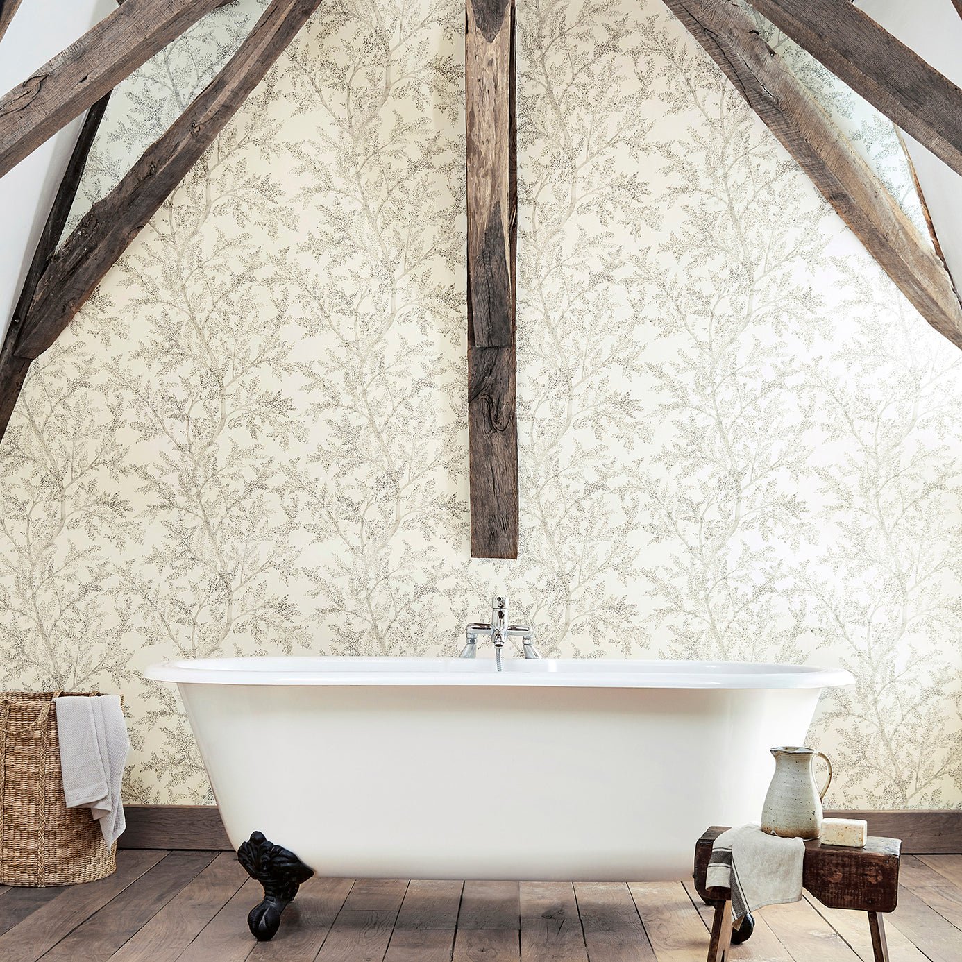 Farthing Wood Wallpaper - Silver - Sanderson - DYSI216612 - Morris Wallpaper