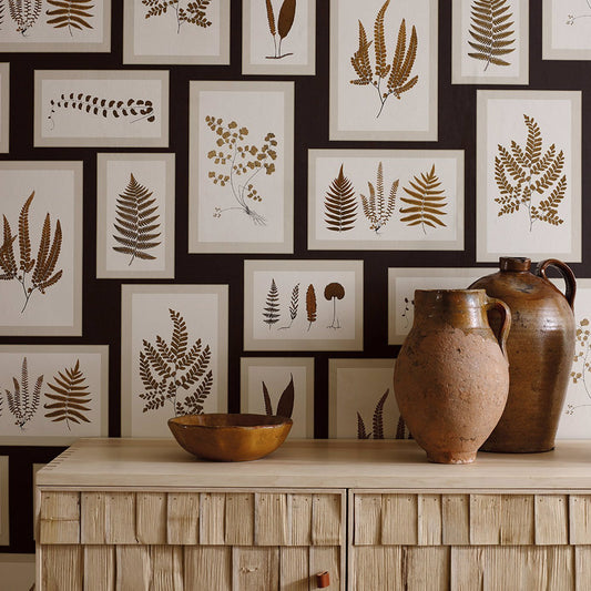 Fern Gallery Wallpaper - Charcoal/Spice - Sanderson - DWOW215713 - Morris Wallpaper