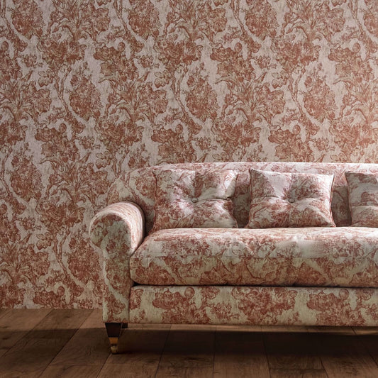 Fringed Tulip Toile Wallpaper - Putty - Sanderson - DGDW217324 - Morris Wallpaper