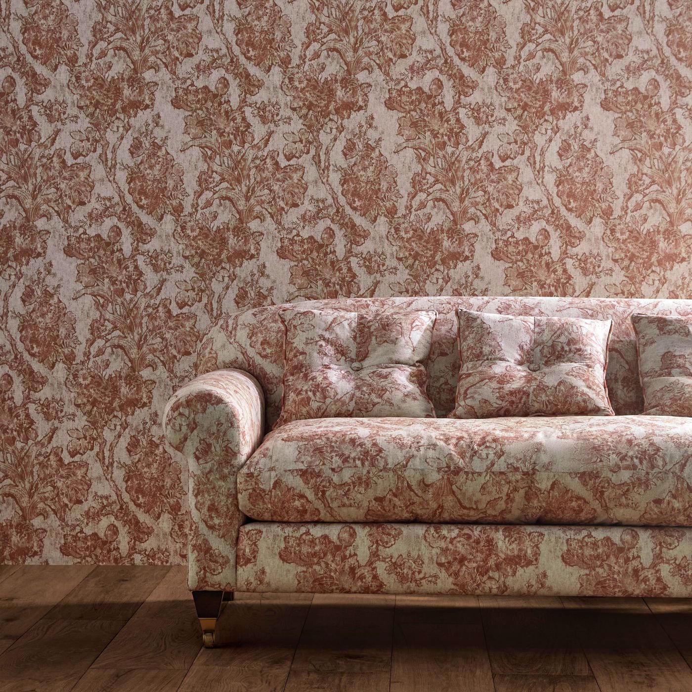 Fringed Tulip Toile Wallpaper - Smalt - Sanderson - DGDW217323 - Morris Wallpaper