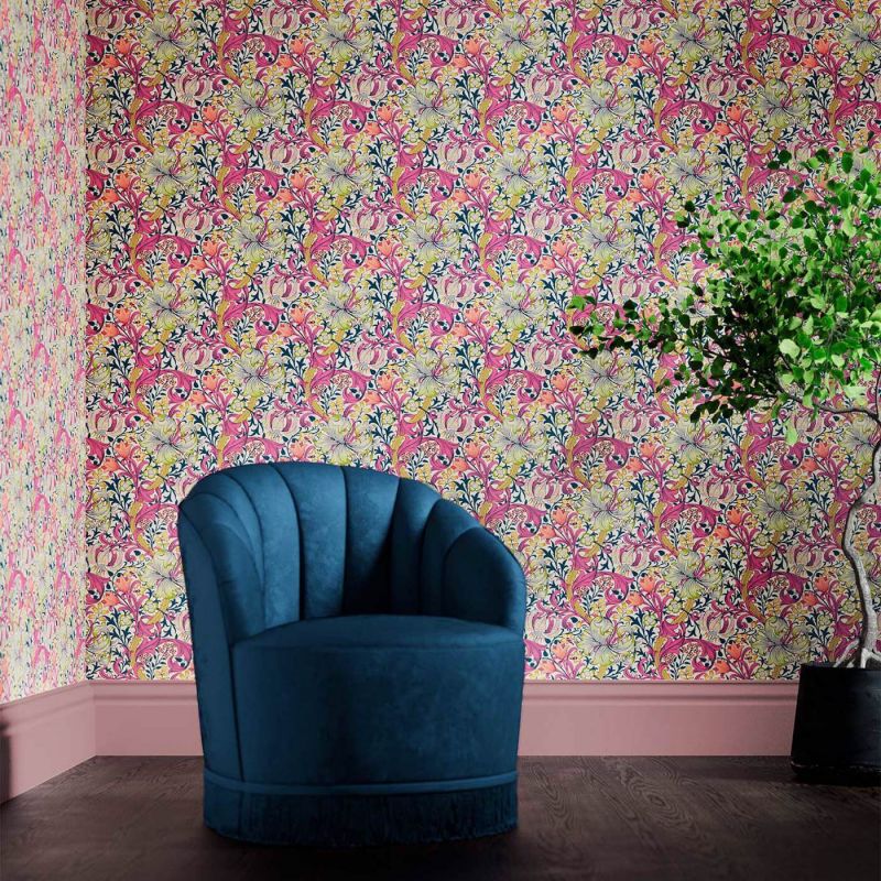 Golden Lily Wallpaper - Charcoal/Olive - 210403 - Morris & Co