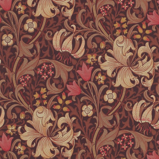 Golden Lily Wallpaper - Fig/Burnt Orange - Morris & Co - 210402