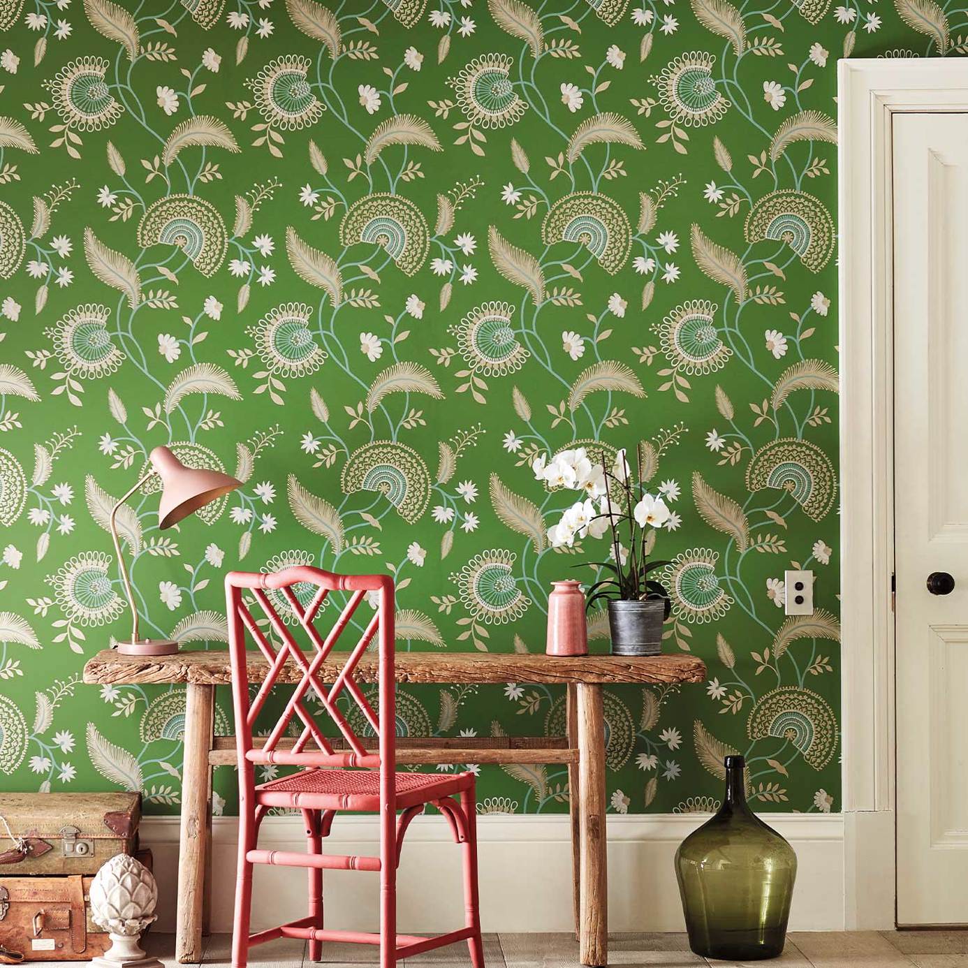 Hakimi Wallpaper - Emerald - Sanderson - DCPW216768 - Morris Wallpaper