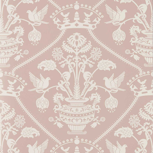 Highgrove Damask Wallpaper - Rose - DHIP217504