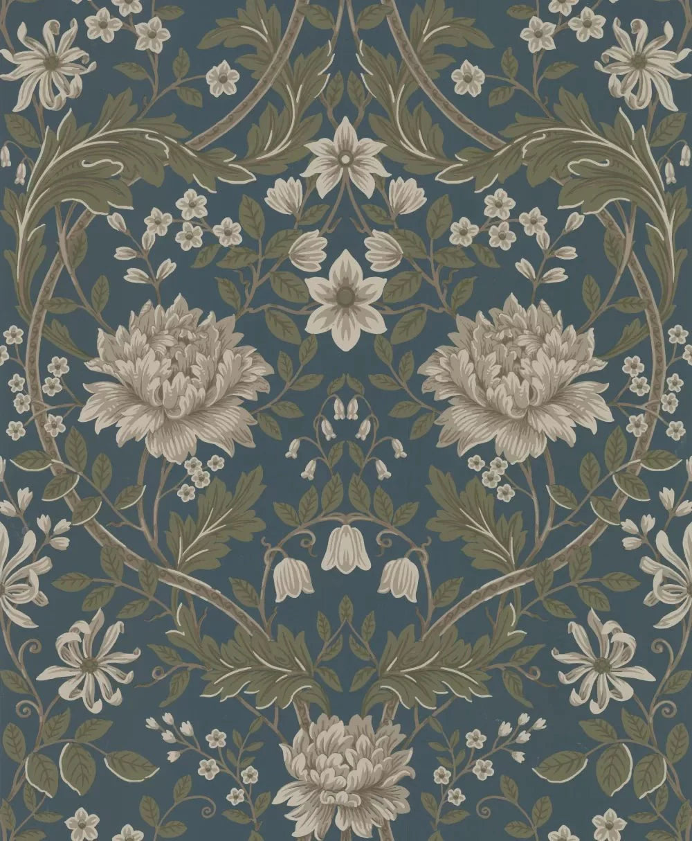 Honeysuckle Trail Wallpaper - Green - NextWall - NW44604 - Morris Wallpaper