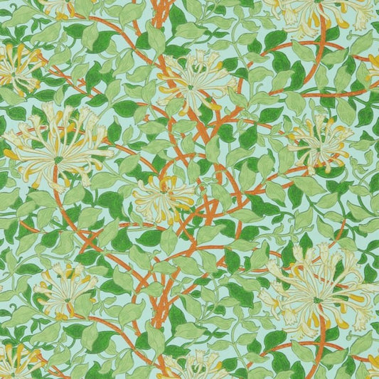 Honeysuckle Wallpaper - Sky/Burnt Orange - Morris & Co - 217094