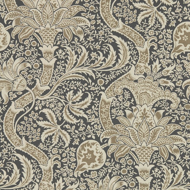 Indian Wallpaper - Charcoal/Nickel - Morris & Co - 216445