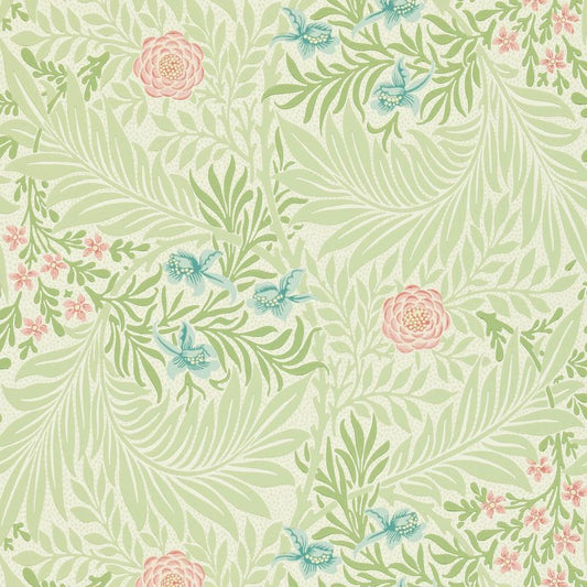Larkspur Wallpaper - Green/Coral - Morris & Co - 212558