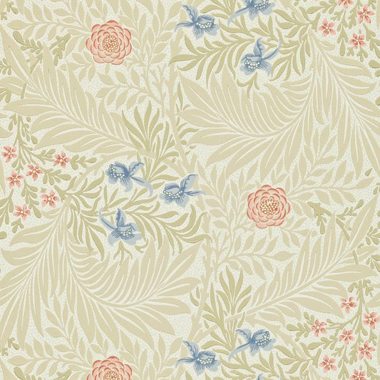 Larkspur Wallpaper - Manilla/Old Rose - Morris & Co - 212557
