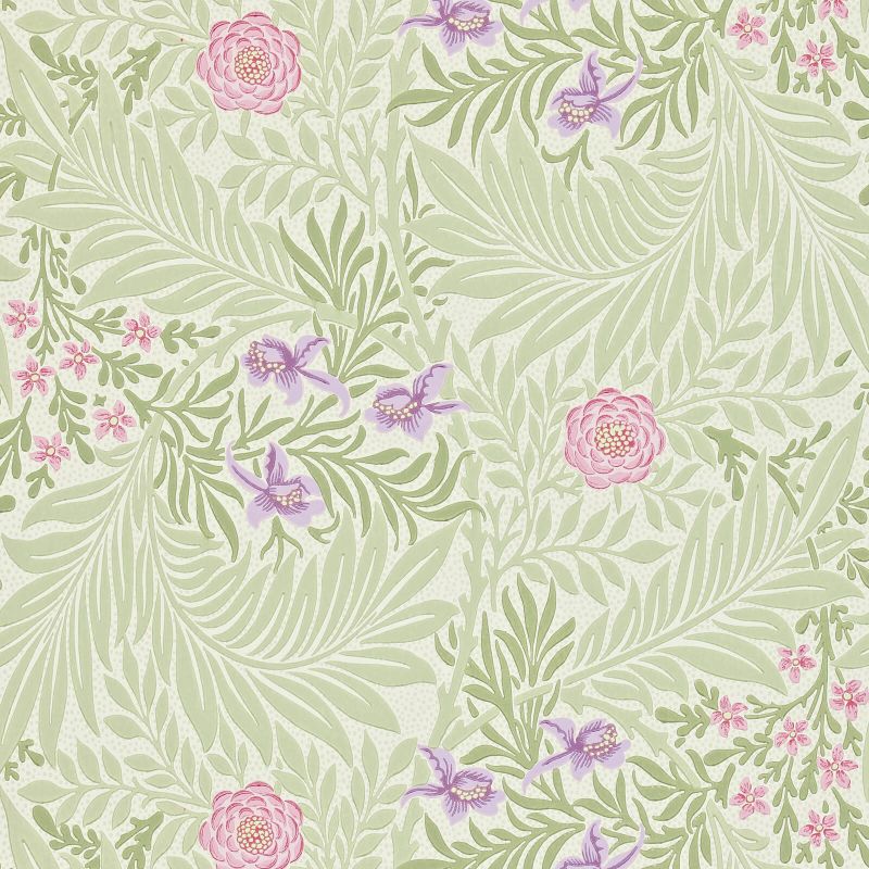 Larkspur Wallpaper - Olive/Lilac - Morris & Co - 212555