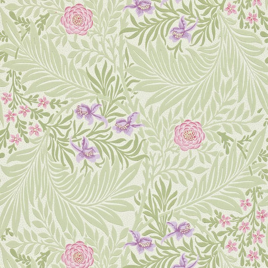 Larkspur Wallpaper - Olive/Lilac - Morris & Co - 212555