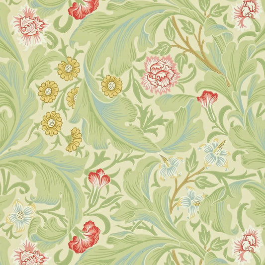 Leicester Wallpaper - Green/Coral - Morris & Co - 212543