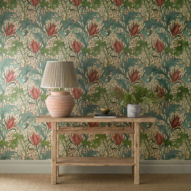 Lent Lily Wallpaper - Plum/Bayleaf - Morris & Co - 217596