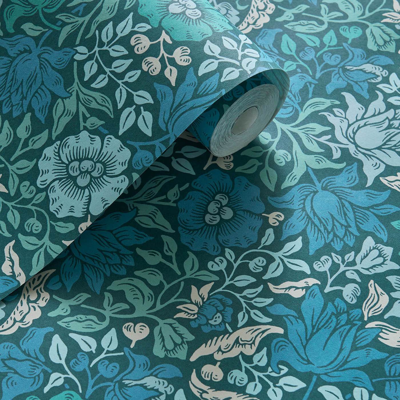 Mallow Wallpaper - Teal - Clarke & Clarke - W0173/02 - Morris Wallpaper