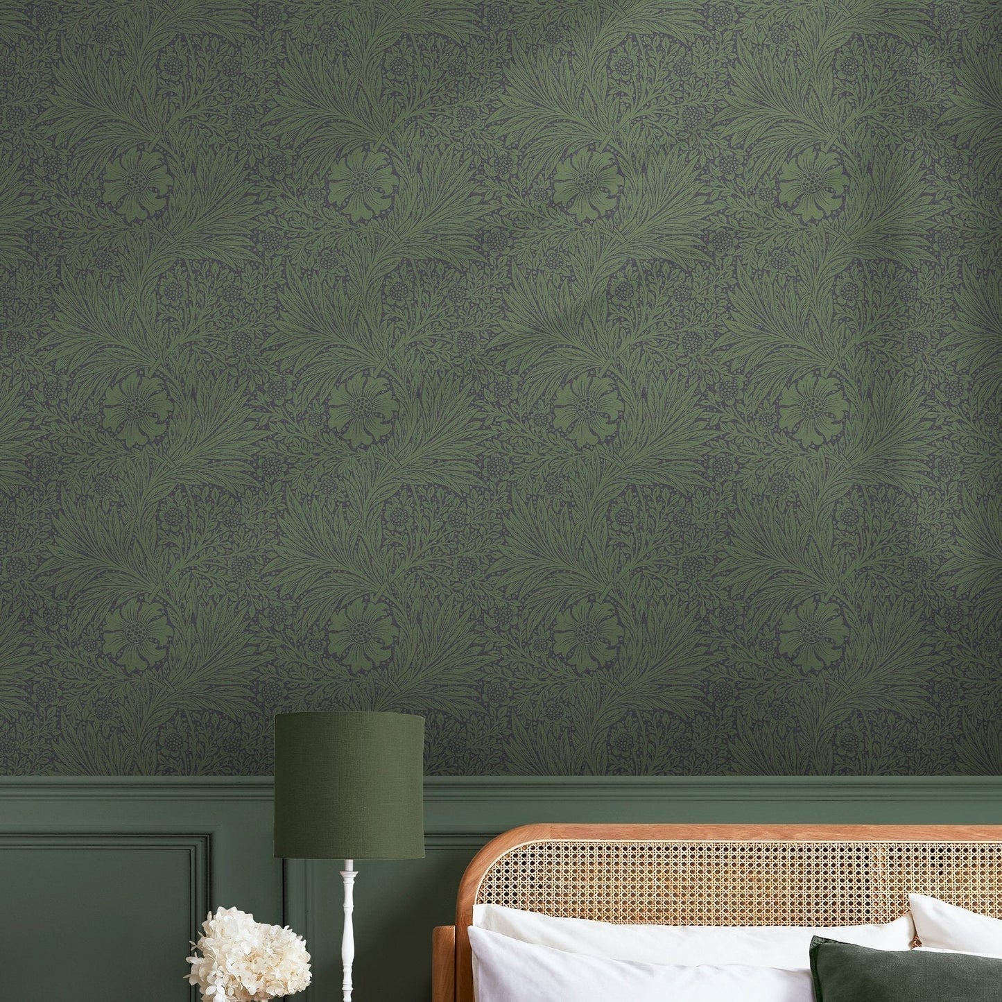 Marigold Fibrous Wallpaper - Green - 124255 - William Morris AH - Premier Wallcovering