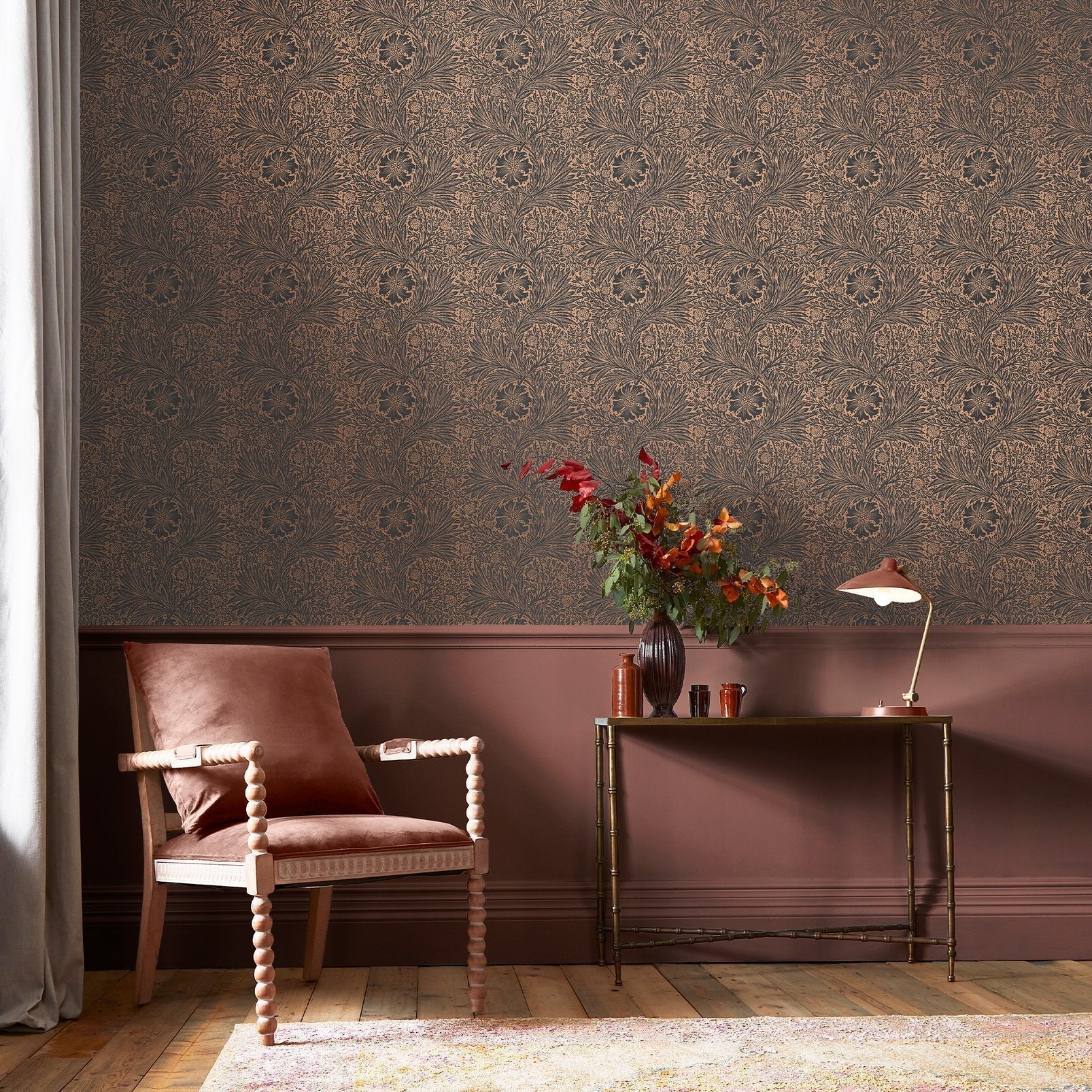 Marigold Fibrous Wallpaper - Charcoal - 124254 - William Morris AH - Premier Wallcovering