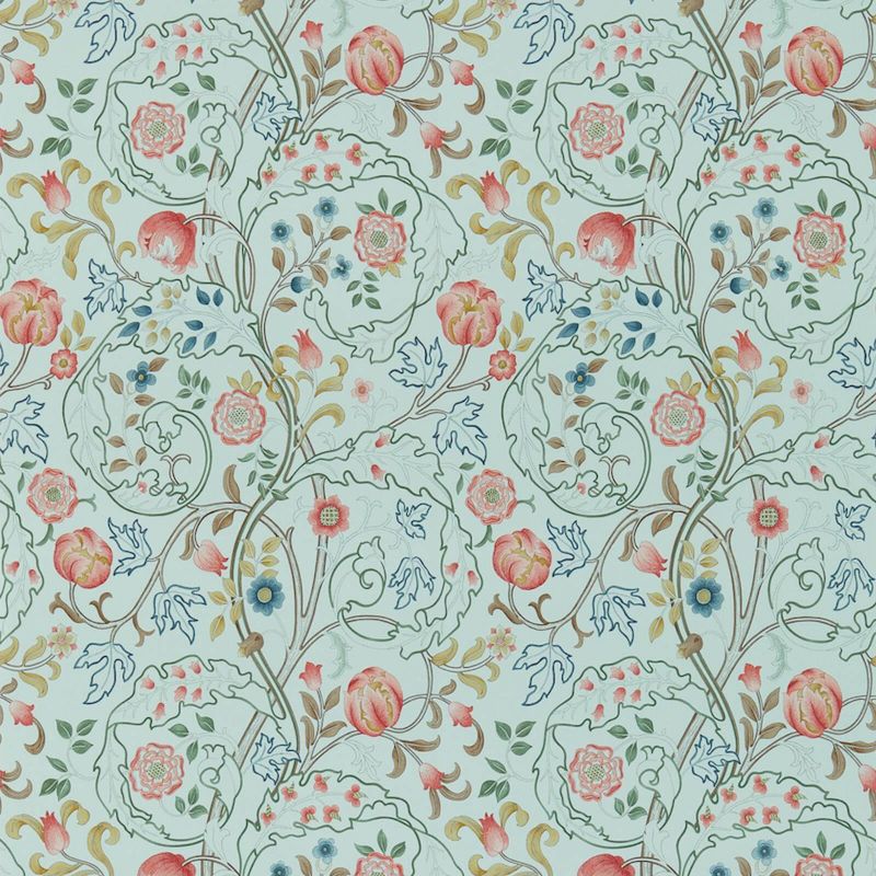 Mary Isobel Wallpaper - Silk Blue/Pink - Morris & Co - 214731