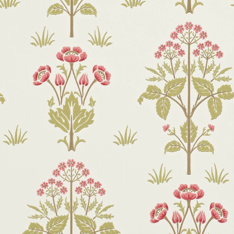 Meadow Sweet Wallpaper - Rose/Olive - Morris & Co - 210347