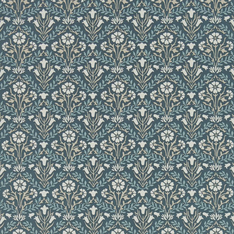 Morris Bellflowers Wallpaper - Indigo/Linen - Morris & Co - 216806