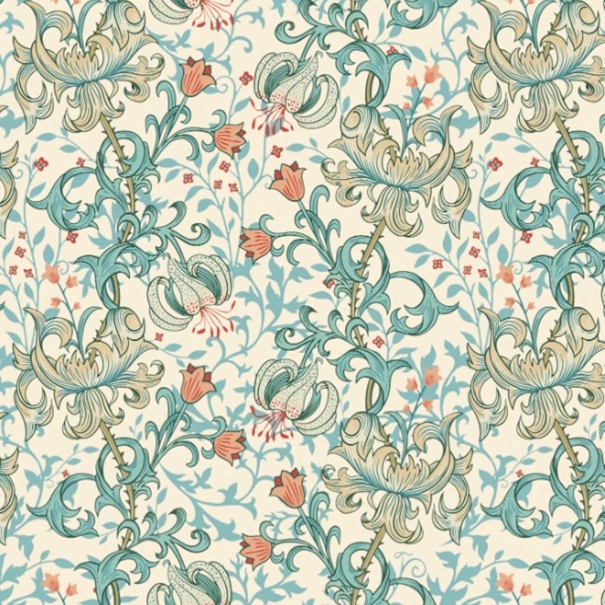 1018 - Golden Lily Wallpaper - Lily Linen by Morris Collections