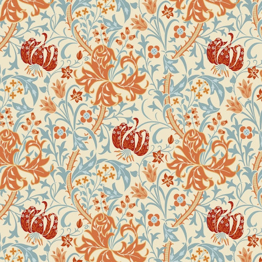 1020 - Golden Lily Wallpaper - Lily Amber by Morris Collections