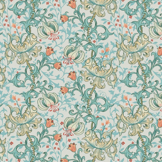 1022 - Golden Lily Wallpaper - Lily Grey Blue by Morris Collections
