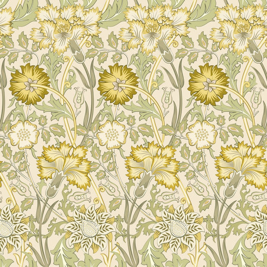 1091 - Iris & Chrysanthemum Wallpaper - Fern Green by Morris Collections