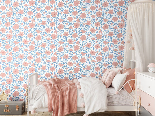 1143 - Peonie Wallpaper - Cotton Pink by Morris Collections