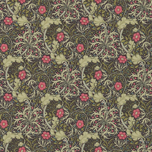 Morris Seaweed Wallpaper - Ebony/Poppy - 214716 - Morris & Co
