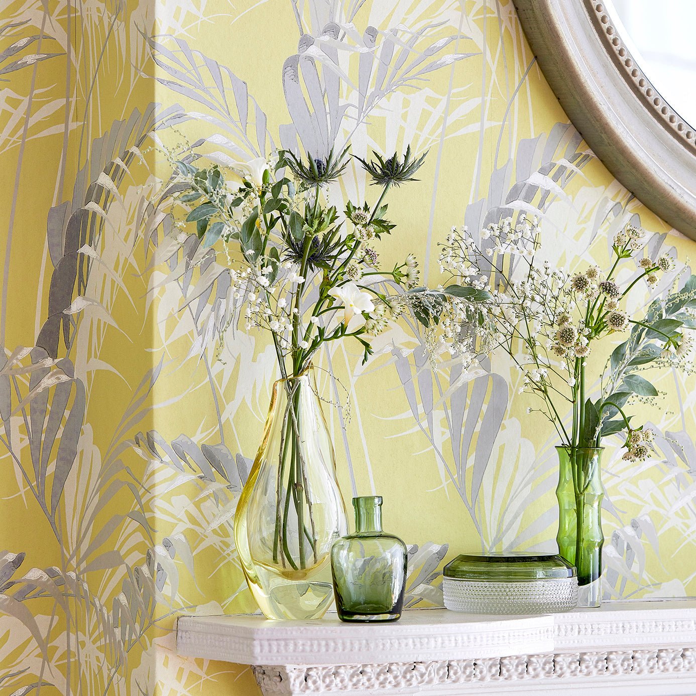 Palm House Wallpaper - Chartreuse/Grey - Sanderson - DGLW216642 - Morris Wallpaper