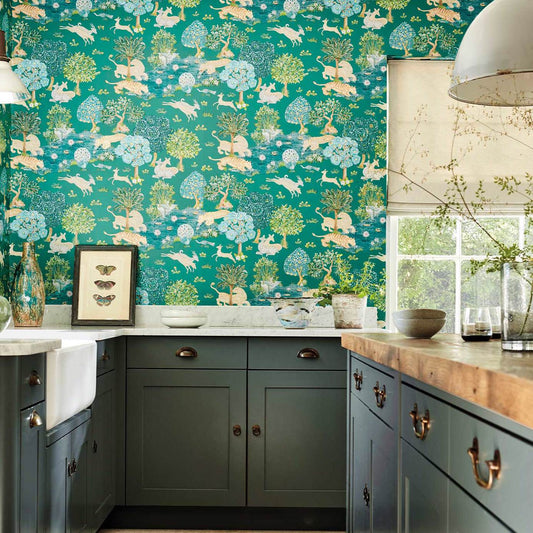 Pamir Garden Wallpaper - Teal/Peacock - Sanderson - DCPW216765 - Morris Wallpaper