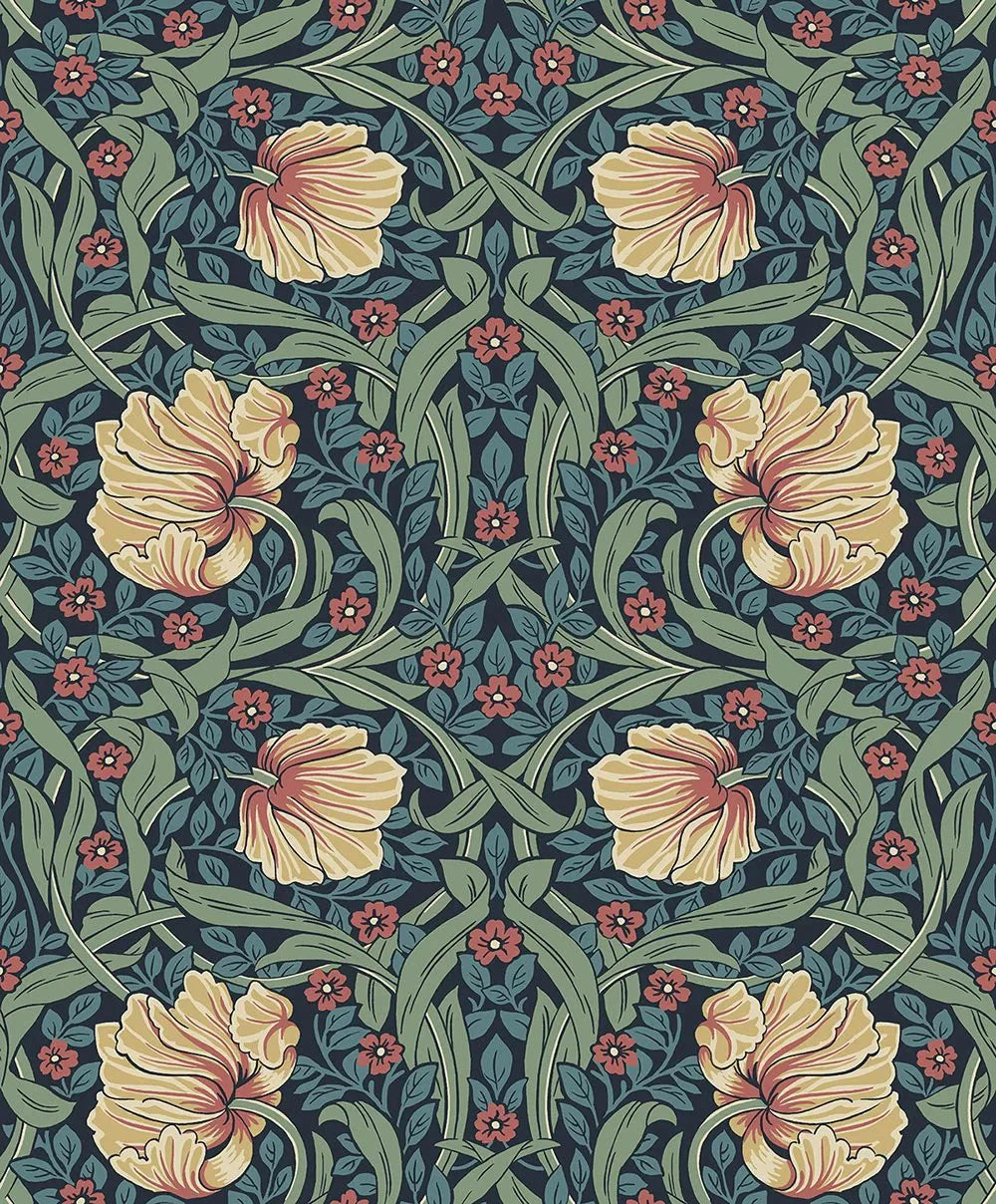 Pimpernel Garden Wallpaper - Bluestone & Clay - NextWall - NW54202 - Morris Wallpaper
