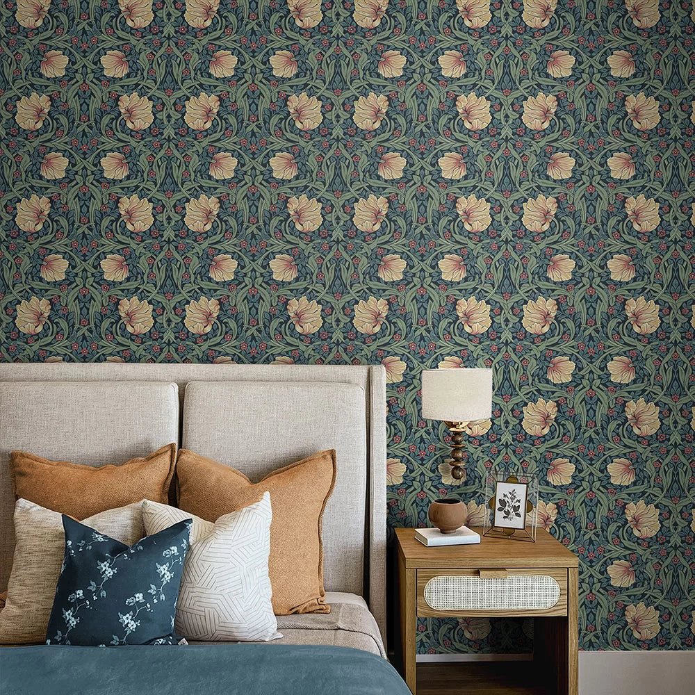 Pimpernel Garden Wallpaper - Bluestone & Clay - NextWall - NW54202 - Morris Wallpaper