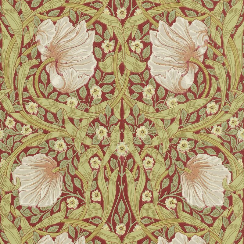 Pimpernel Wallpaper - Brick/Olive - Morris & Co - 216845