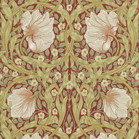 Pimpernel Wallpaper - Brick/Olive - Morris & Co - 216845 - Morris Wallpaper
