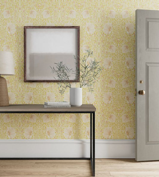 Pimpernel Wallpaper - Sunflower/Pink - 217065 - Morris & Co