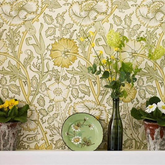 Pink & Rose Wallpaper - Cowslip/Fennel - Morris & Co - 212569