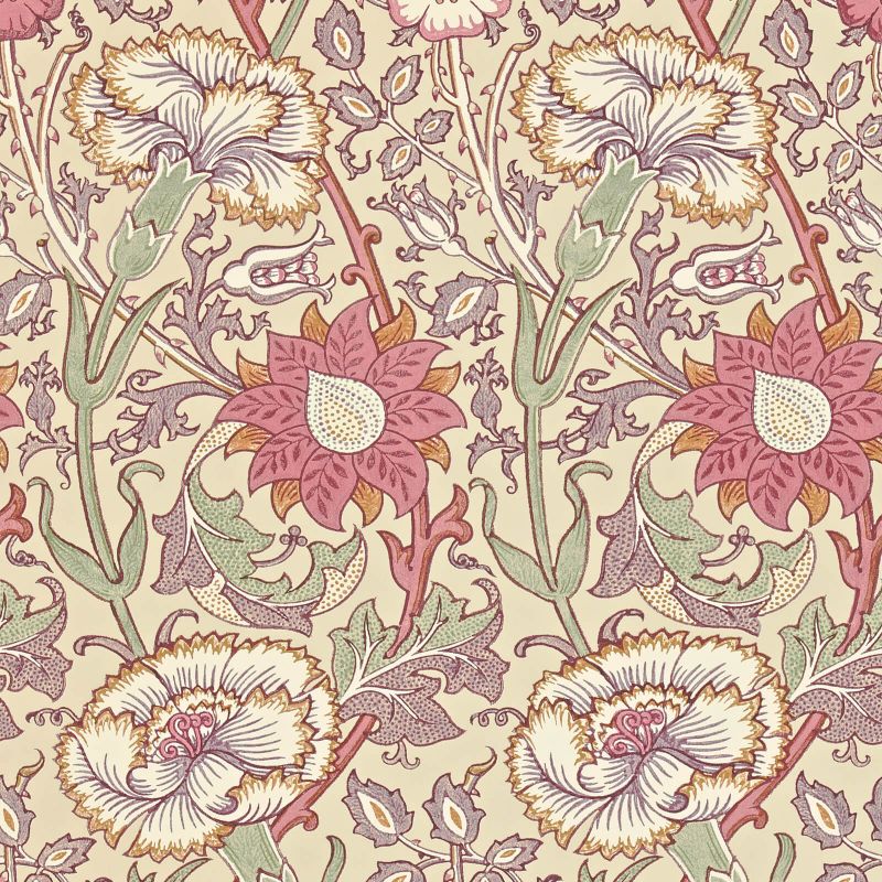 Pink & Rose Wallpaper - Manilla/White - Morris & Co - 212566