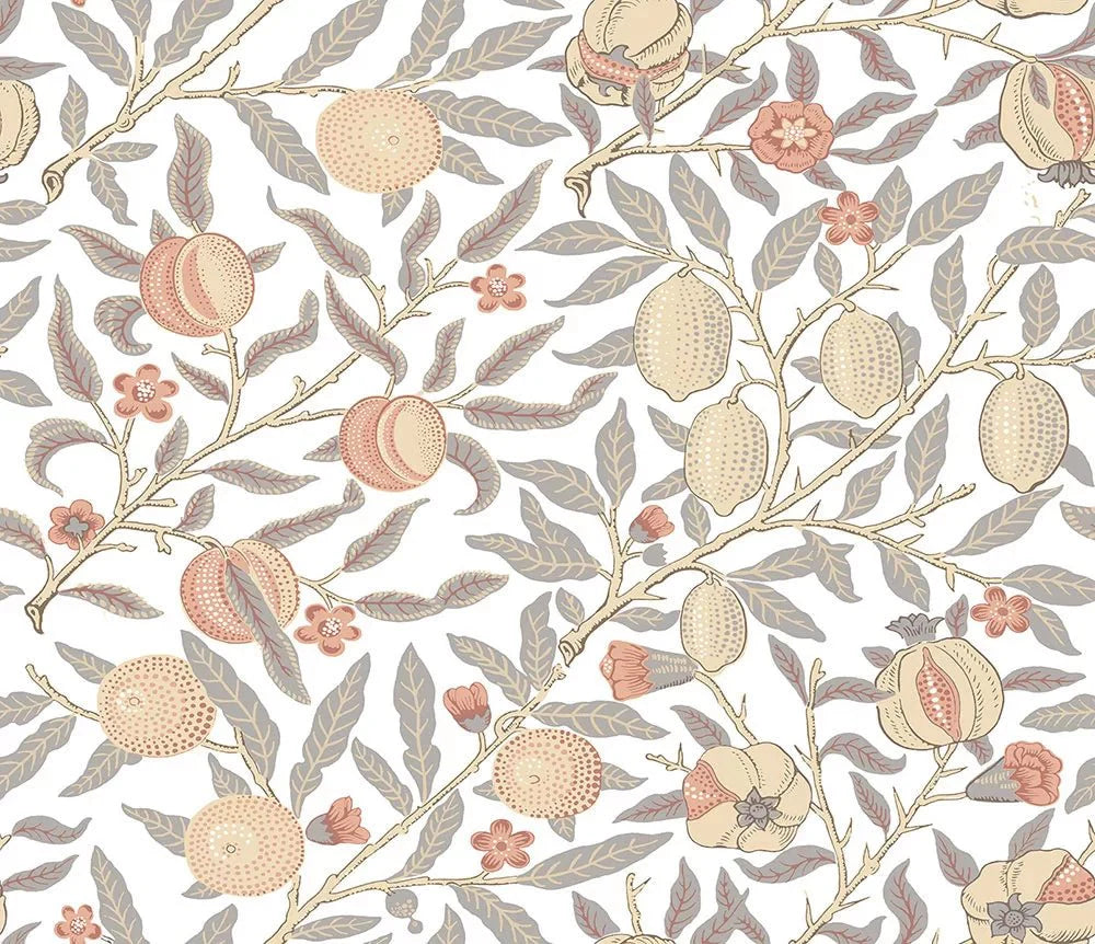 Pomegranate Wallpaper - White - NextWall - NW48003 - Morris Wallpaper