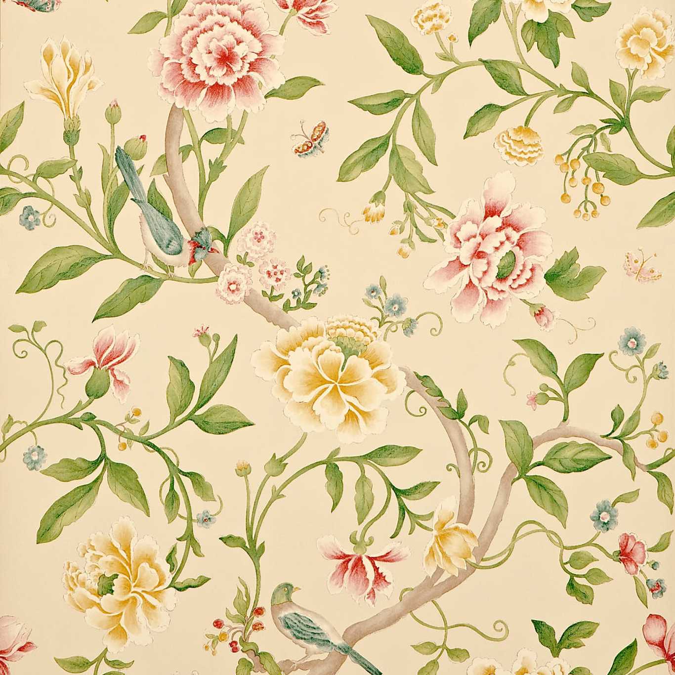 Porcelain Garden Wallpaper - Red/Beige - DCAVPO104