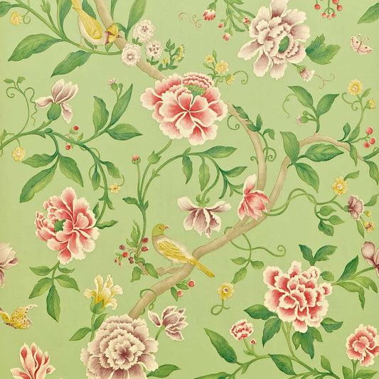 Porcelain Garden Wallpaper - Rose/Fennel - DCAVPO101