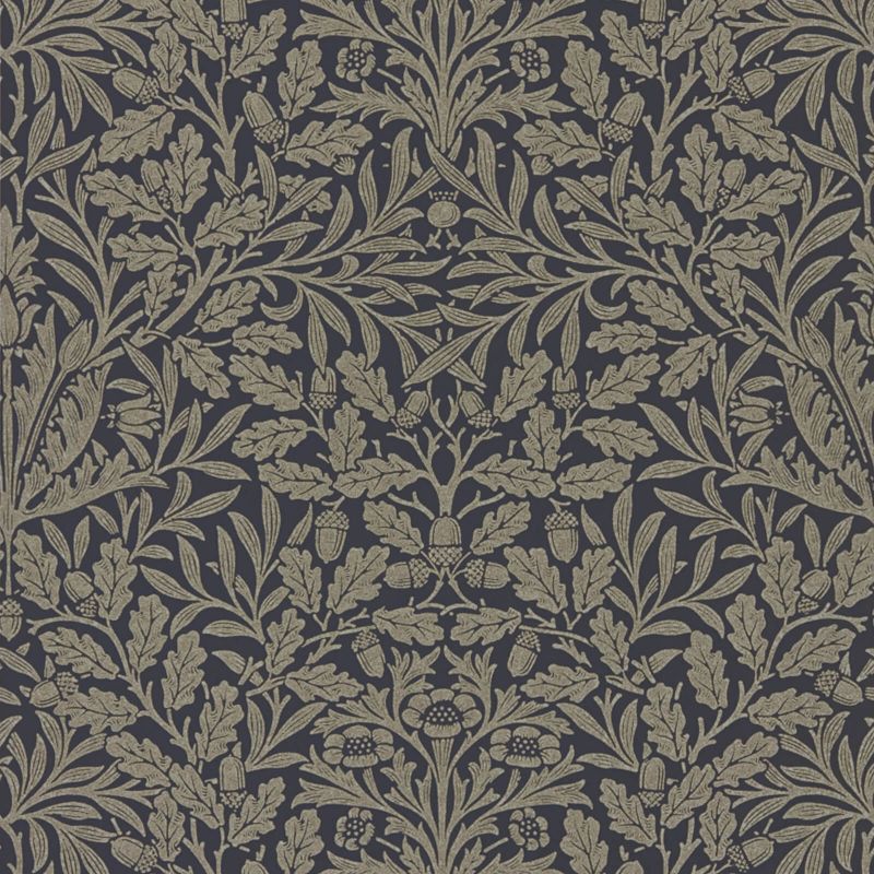 Pure Acorn Wallpaper - Charcoal/Gilver - Morris & Co - 216033