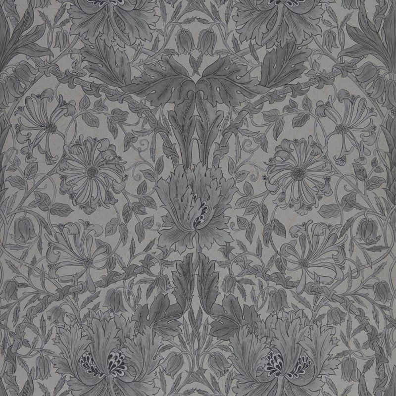 Pure Honeysuckle & Tulip Wallpaper - Black Ink - Morris & Co - 216523