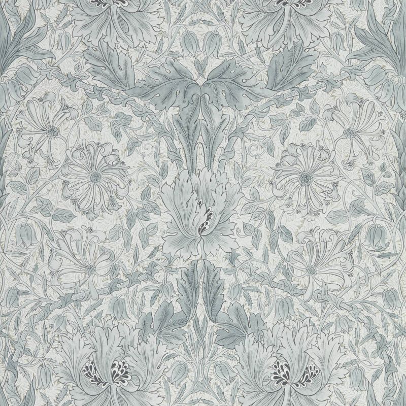 Pure Honeysuckle & Tulip Wallpaper - Cloud Grey - Morris & Co - 216524