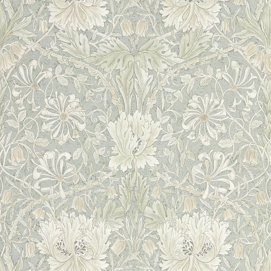 Pure Honeysuckle & Tulip Wallpaper - Grey Blue - Morris & Co - 216525