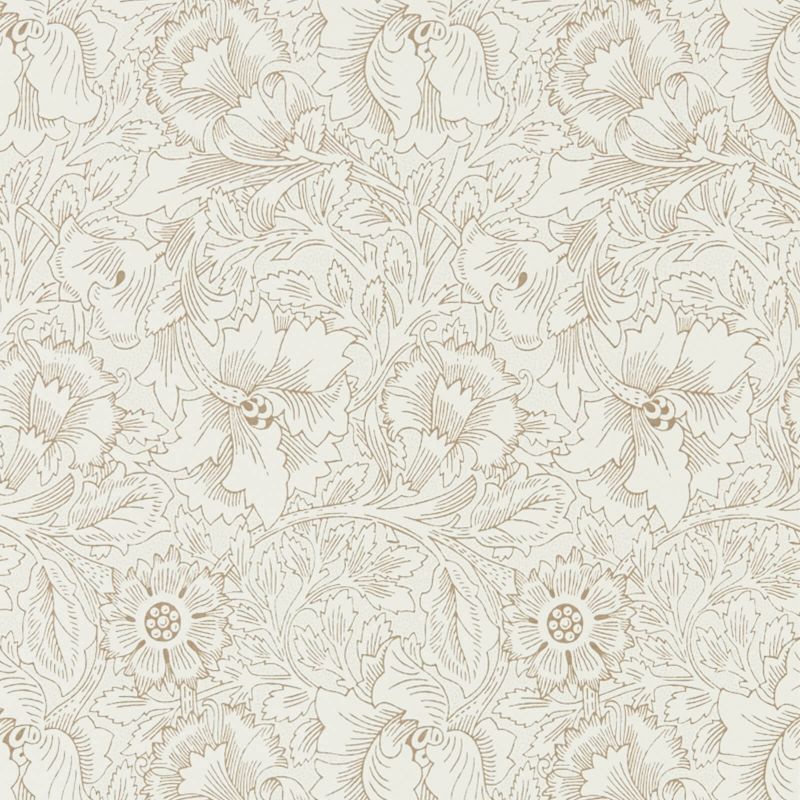 Pure Poppy Wallpaper - Cream/Gold - Morris & Co - 216035