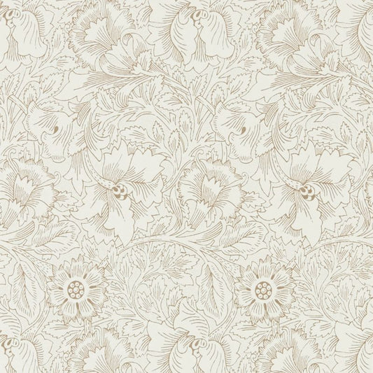 Pure Poppy Wallpaper - Cream/Gold - Morris & Co - 216035