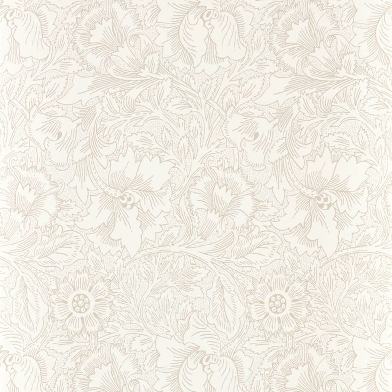 Pure Poppy Wallpaper - Ecru/Stone - Morris & Co - 216034
