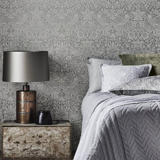 Pure Strawberry Thief Wallpaper - Oyster/Chalk - Morris & Co - 216021