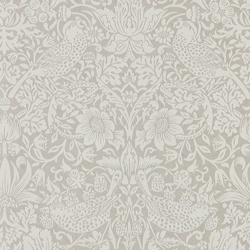 Pure Strawberry Thief Wallpaper - Silver/Stone - Morris & Co - 216017